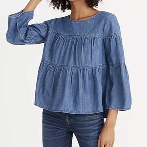 Madewell Tiered Chambray Top